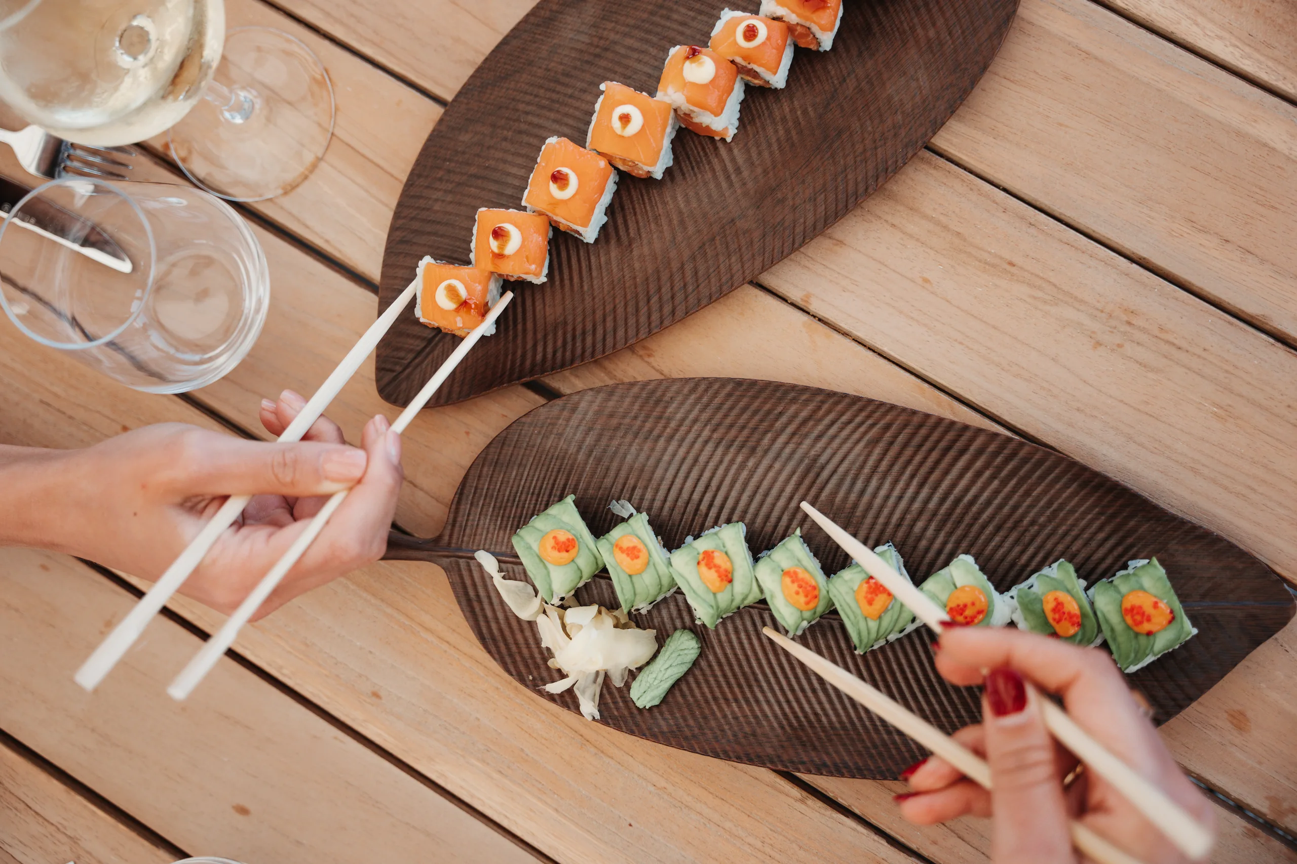 Restaurant 1 Sushi platters served at the Noma Island restaurant off Comino, Malta.